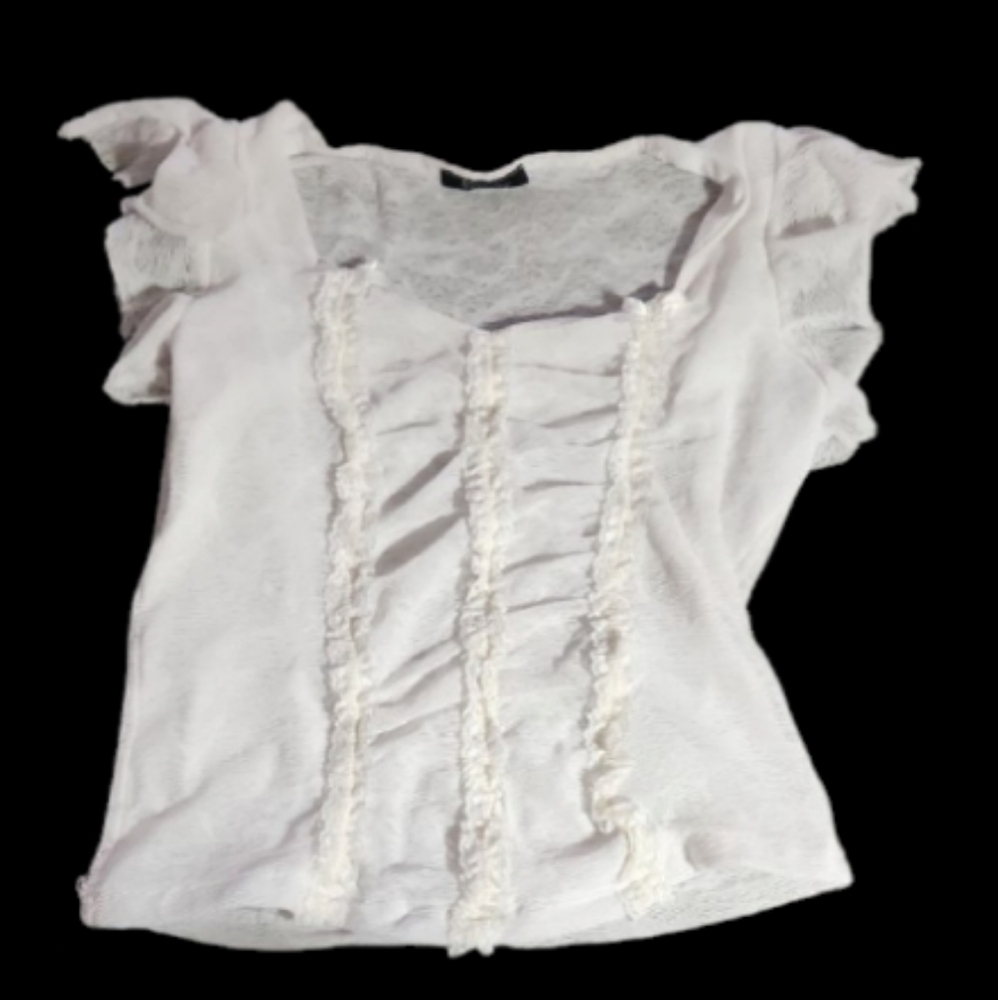 Vintage Jrs Med/ Lg Elegant White Ruffled  Top Lined